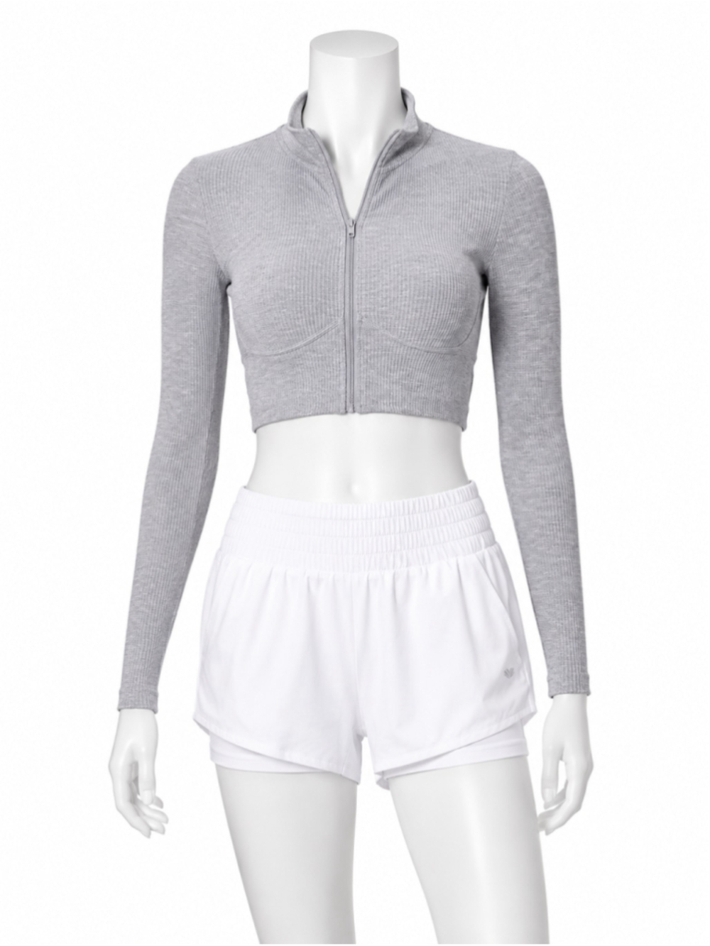 Forever 21 Active Heather Gray Cropped Zip-Up Jacket – Size M - Picture 9 of 9